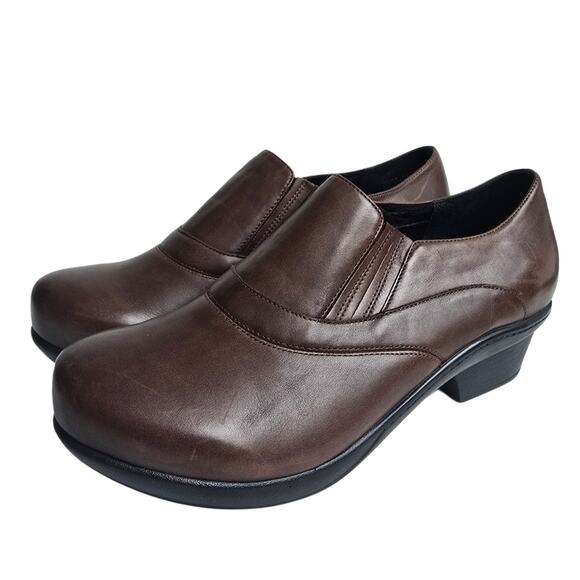 Abeo Colbie Clogs Size 8.5 Brown Leather Comfort Heels Slip Resistant Shoes - Picture 5 of 15